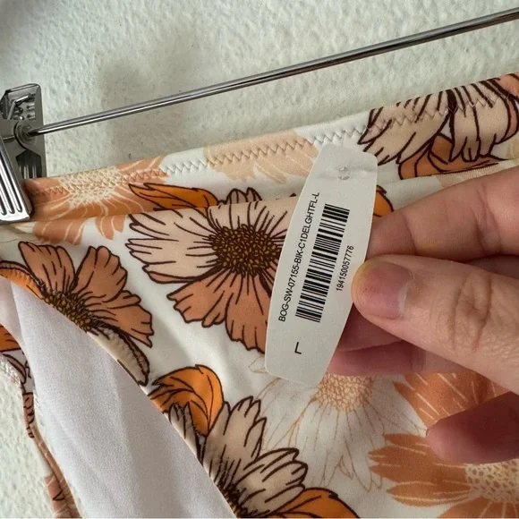 Adore Me NEW Laila Push Up Bikini Set Boho Beachy Floral Orange Vacation - Picture 8 of 16